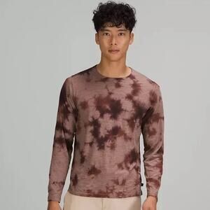 Lululemon Brown/Maroon Tie Dye Wool Blend Crewneck Long Sleeve Tee Size Medium